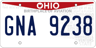 OH license plate GNA9238