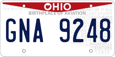 OH license plate GNA9248
