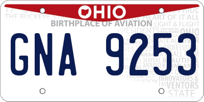 OH license plate GNA9253