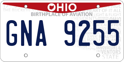 OH license plate GNA9255