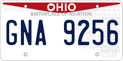 OH license plate GNA9256
