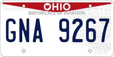 OH license plate GNA9267