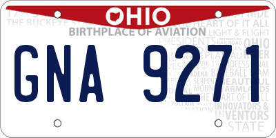 OH license plate GNA9271