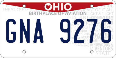 OH license plate GNA9276