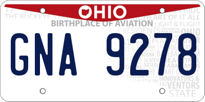 OH license plate GNA9278
