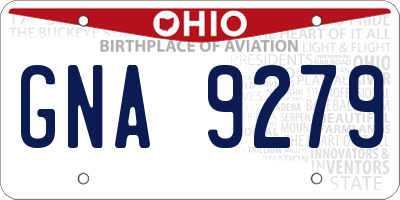 OH license plate GNA9279