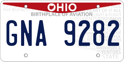 OH license plate GNA9282