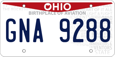 OH license plate GNA9288