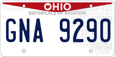 OH license plate GNA9290