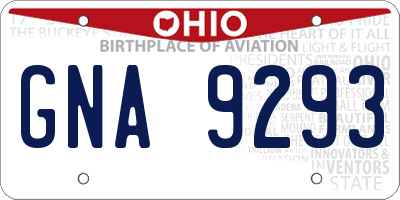 OH license plate GNA9293