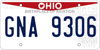OH license plate GNA9306