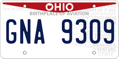 OH license plate GNA9309