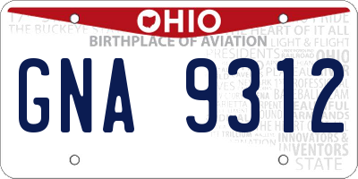 OH license plate GNA9312