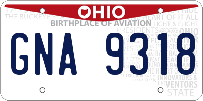 OH license plate GNA9318