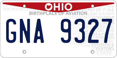 OH license plate GNA9327