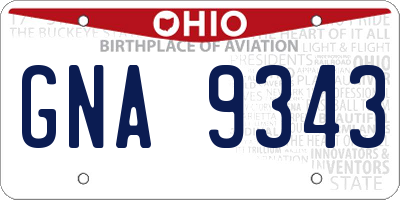 OH license plate GNA9343