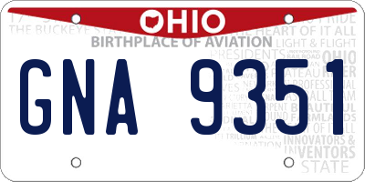OH license plate GNA9351