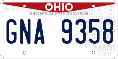 OH license plate GNA9358