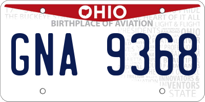 OH license plate GNA9368