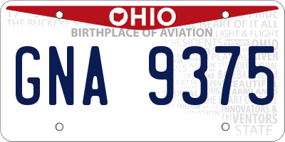 OH license plate GNA9375