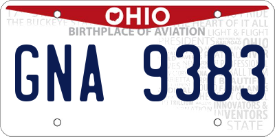 OH license plate GNA9383
