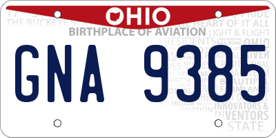 OH license plate GNA9385