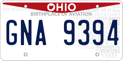 OH license plate GNA9394