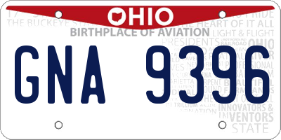 OH license plate GNA9396