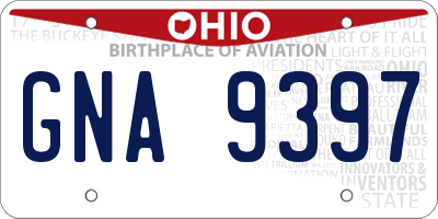 OH license plate GNA9397