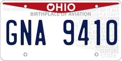 OH license plate GNA9410