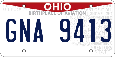 OH license plate GNA9413
