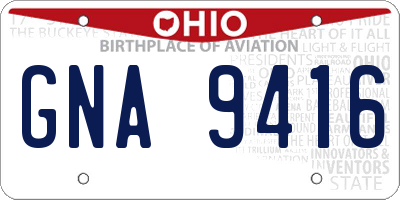 OH license plate GNA9416