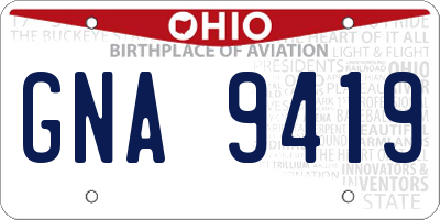 OH license plate GNA9419