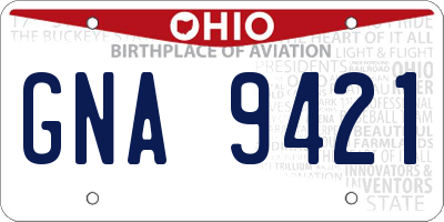 OH license plate GNA9421