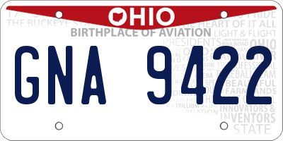 OH license plate GNA9422