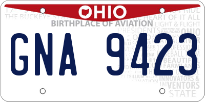 OH license plate GNA9423