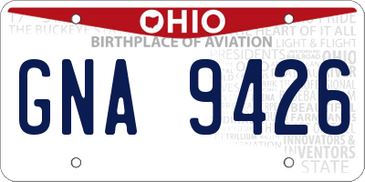 OH license plate GNA9426