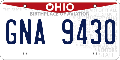 OH license plate GNA9430