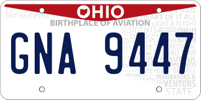 OH license plate GNA9447