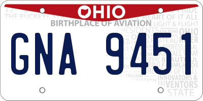 OH license plate GNA9451