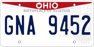 OH license plate GNA9452