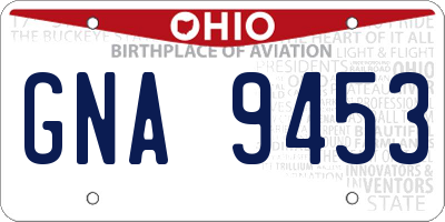 OH license plate GNA9453