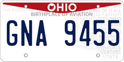 OH license plate GNA9455