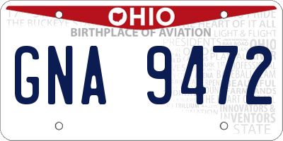 OH license plate GNA9472
