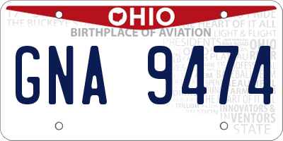OH license plate GNA9474