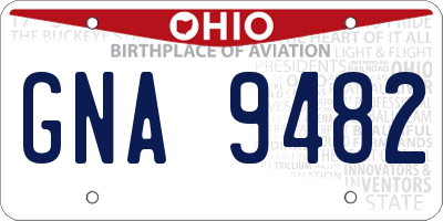 OH license plate GNA9482