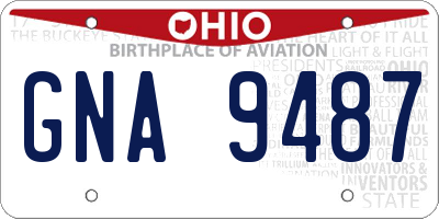 OH license plate GNA9487