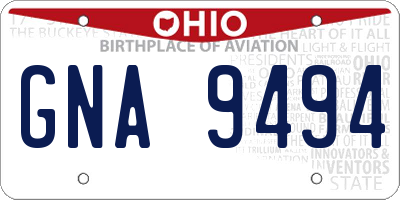 OH license plate GNA9494