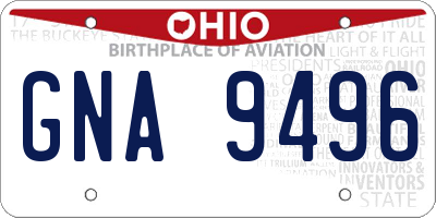 OH license plate GNA9496
