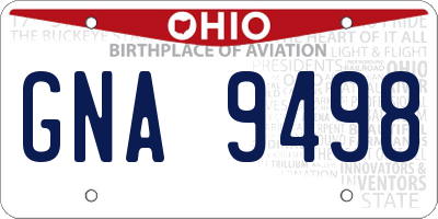OH license plate GNA9498
